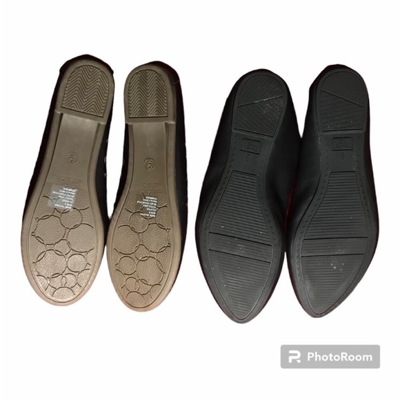 Black Flats Faux Leather Eyelet Round Toe and Smooth Pointed Toe Women’s 9 - Picture 2 of 5